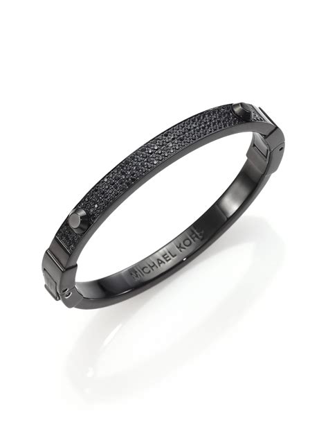 michael kors pave astor hinge bangle bracelet black 